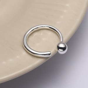 925 Sterling Silver Adjustable Small Beaded Open Ring 70400265