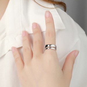925 Sterling Silver Adjustable Geometric Open Ring 70400268
