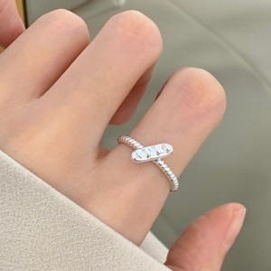 925 Sterling Silver Croissant Donut Dome Adjustable Open Ring 70400269