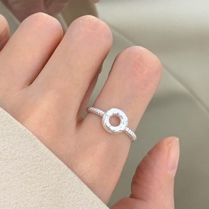 925 Sterling Silver Croissant Donut Dome Adjustable Open Ring 70400269