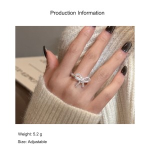 925 Sterling Silver Adjustable Twisted Rope Bow Ring 70400272