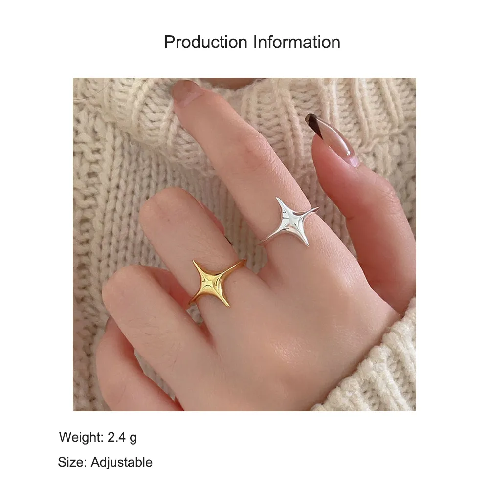 925 Sterling Silver Adjustable Starburst Open Ring 70400275 - image2