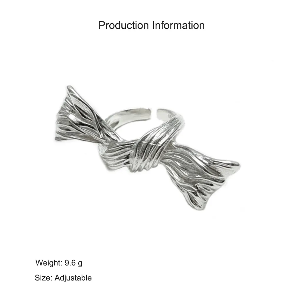 925 Sterling Silver Sculptural Knotted Bow Adjustable Ring 70400279 - image2