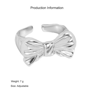 925 Sterling Silver Sculptural Bow Adjustable Ring 70400282