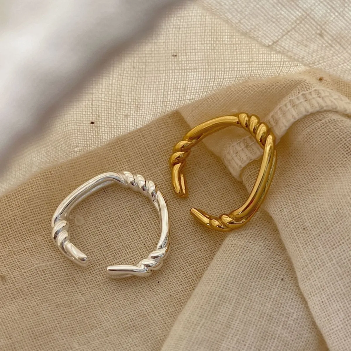 925 Sterling Silver Twisted Rope Adjustable Open Ring 70400284 - image1