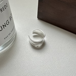 925 Sterling Silver Minimalist Retro Matte Wide Open Finger Ring 70400287