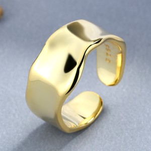 925 Sterling Silver Adjustable Minimalist Wide Band Open Ring 70400288