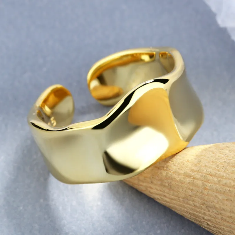 925 Sterling Silver Adjustable Minimalist Wide Band Open Ring 70400288 - image1
