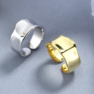 925 Sterling Silver Adjustable Minimalist Wide Band Open Ring 70400288