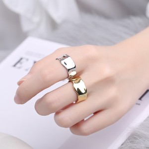 925 Sterling Silver Adjustable Minimalist Wide Band Open Ring 70400288