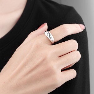 925 Sterling Silver Adjustable Pave CZ Star Moon Open Ring 70400291