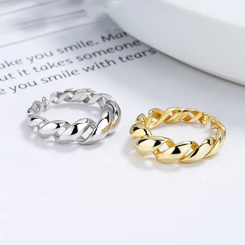 25 Sterling Silver Braided Rope Texture Open Ring 70400293 - image1