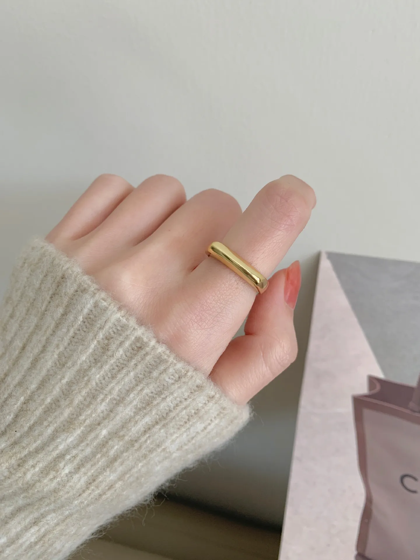 925 Sterling Silver Geometric Minimalist Adjustable Ring 70400294 - image1