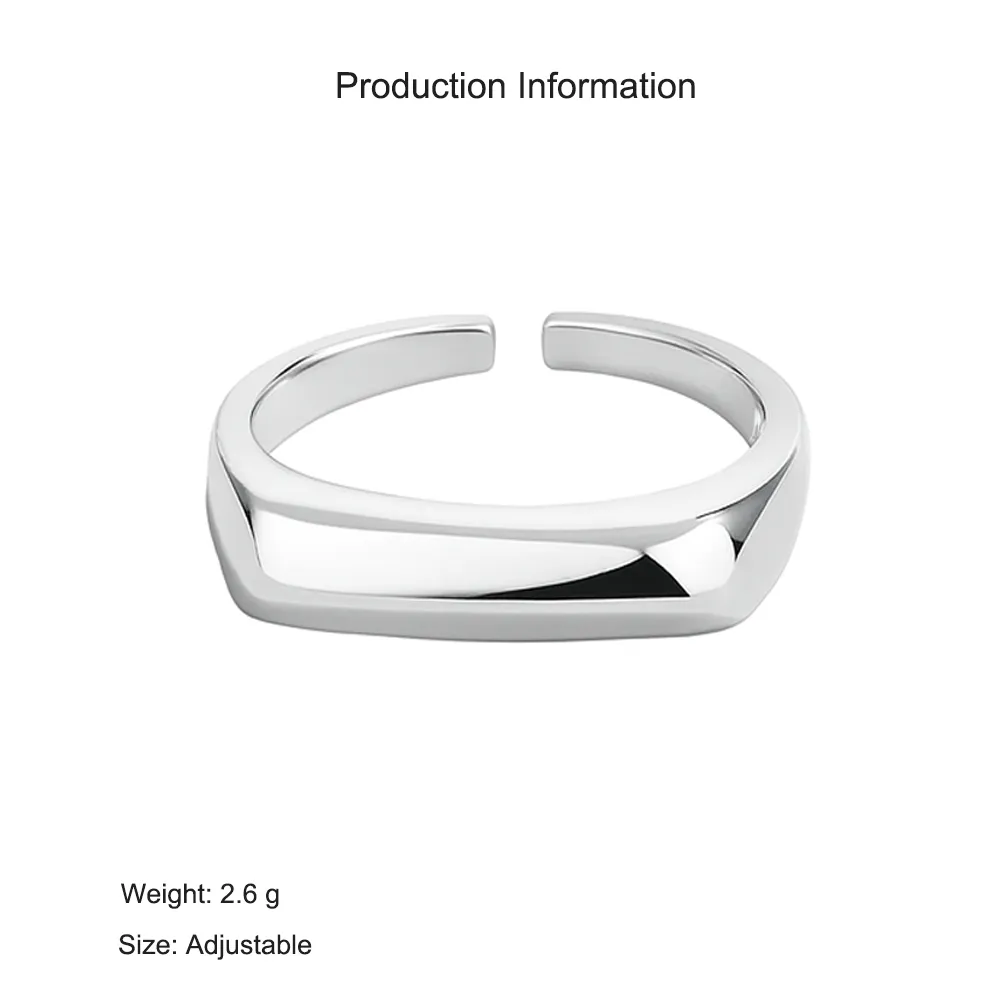 925 Sterling Silver Geometric Minimalist Adjustable Ring 70400294 - image2
