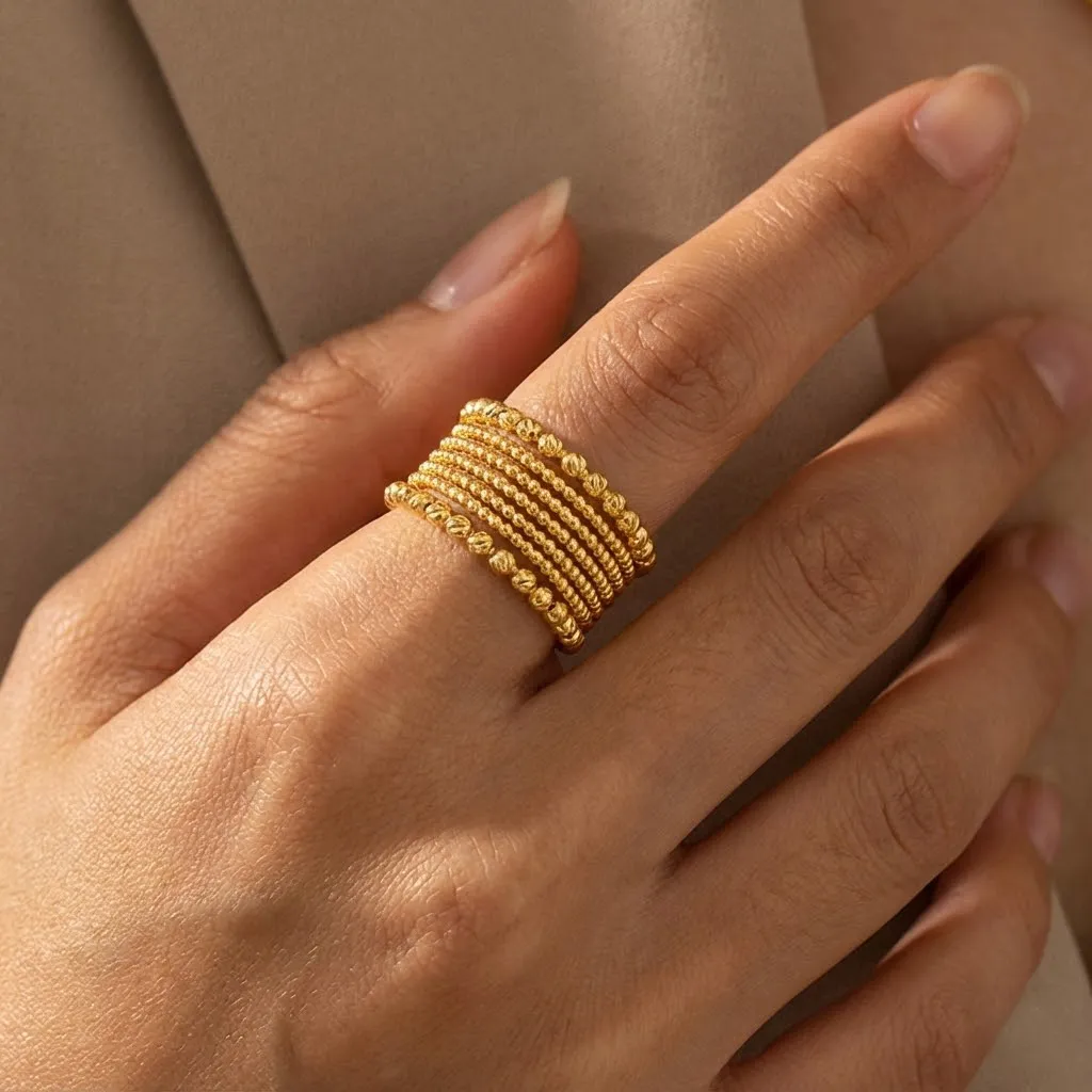 925 Sterling Silver Wide Beaded Stack Illusion Ring 70400295 - image1