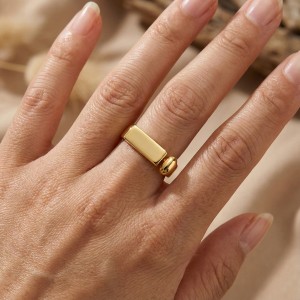 925 Sterling Silver Geometric Bar Adjustable Ring 70400296