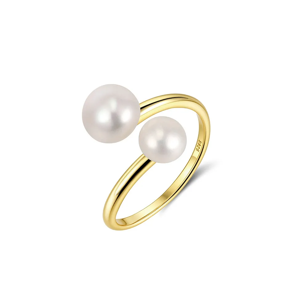 925 Sterling Silver Natural Freshwater Pearl Open Ring 70400297