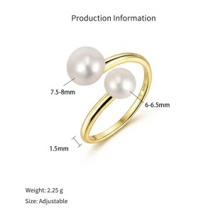 925 Sterling Silver Natural Freshwater Pearl Open Ring 70400297