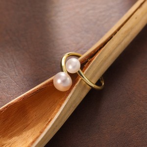 925 Sterling Silver Natural Freshwater Pearl Open Ring 70400297