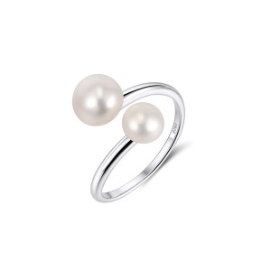 925 Sterling Silver Natural Freshwater Pearl Open Ring 70400297