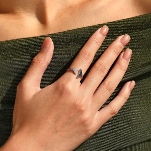 925 Sterling Silver Pave Mermaid Tail Bypass Ring 70400299