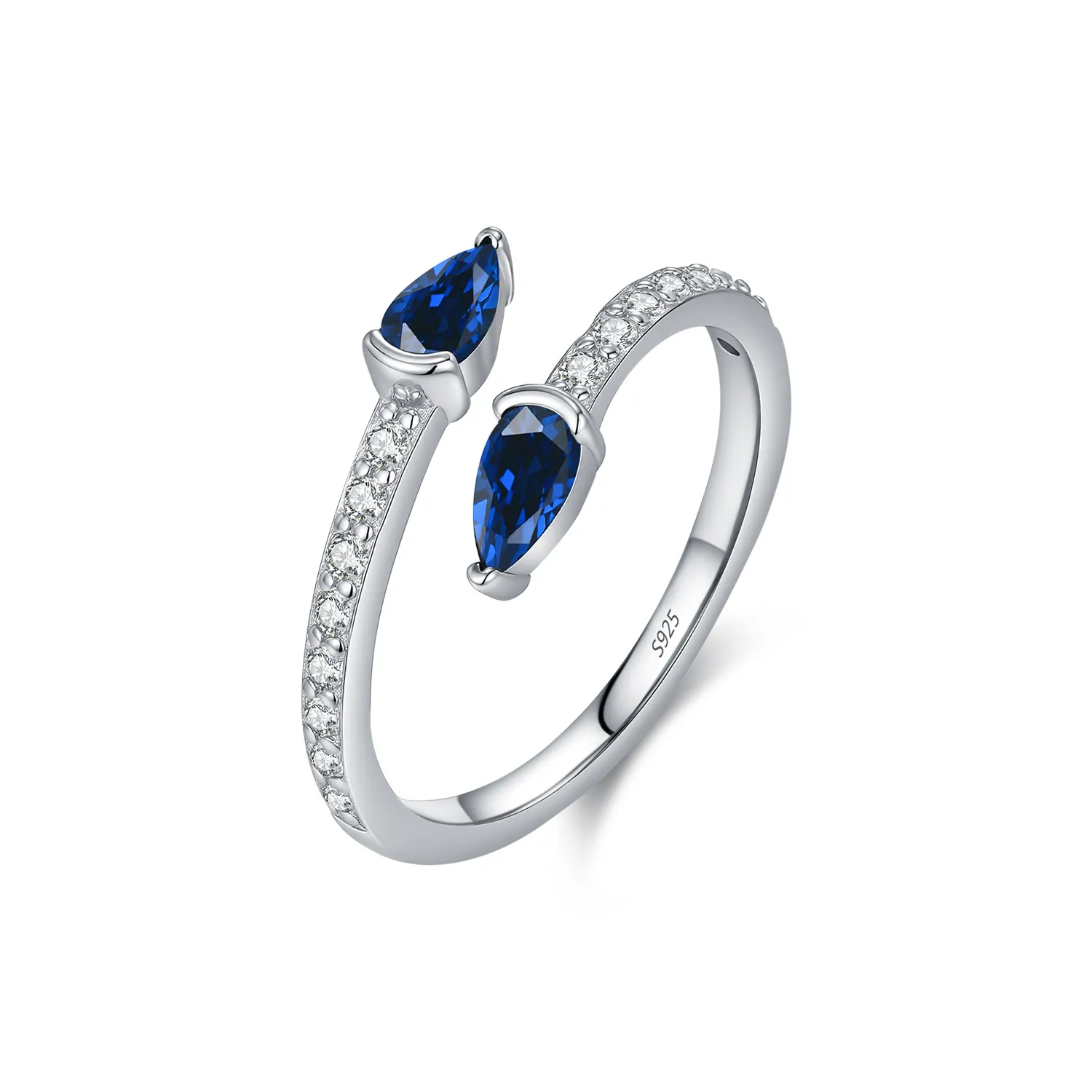 925 Sterling Silver Blue Pear Snake Bypass Ring 70400300 925 Sterling Silver Blue Pear Snake Bypass Ring 70400300