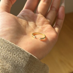 925 Sterling Silver Scattered Zircon Open Cuff Ring 70400302