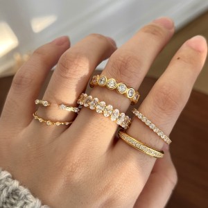 925 Sterling Silver Scattered Zircon Open Cuff Ring 70400302