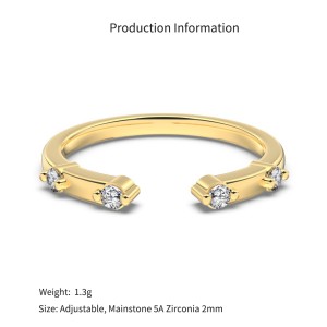 925 Sterling Silver Scattered Zircon Open Cuff Ring 70400302