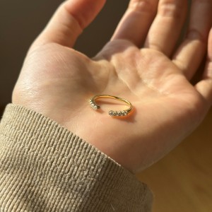 925 Sterling Silver Open Cuff Zircon Stacking Ring 70400303