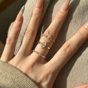 925 Sterling Silver Open Cuff Zircon Stacking Ring 70400303