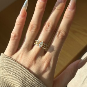 925 Sterling Silver Open Cuff Zircon Stacking Ring 70400303