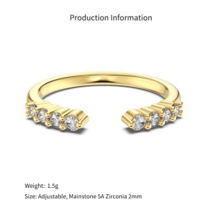 925 Sterling Silver Open Cuff Zircon Stacking Ring 70400303