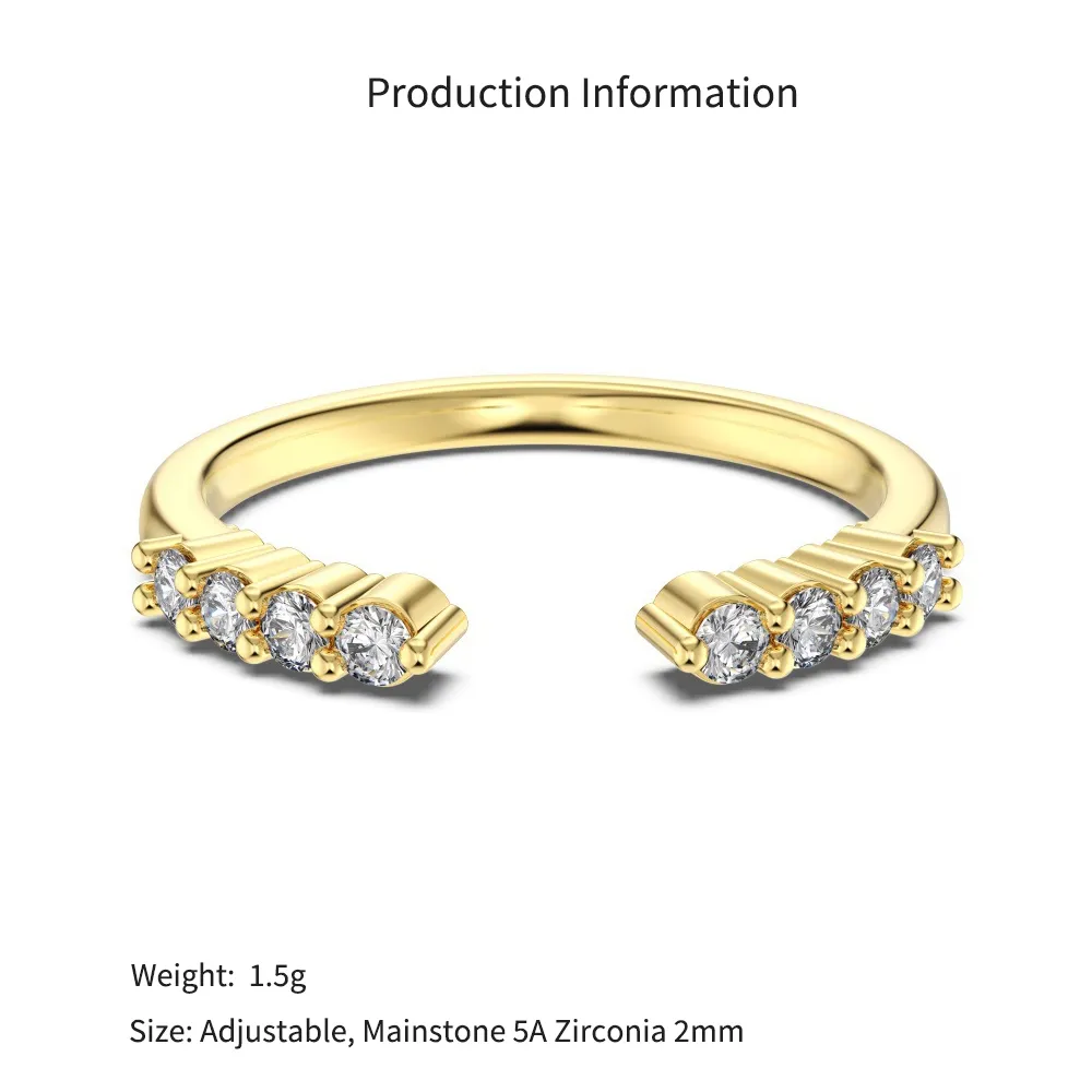 925 Sterling Silver Open Cuff Zircon Stacking Ring 70400303 - image4