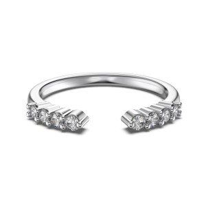 925 Sterling Silver Open Cuff Zircon Stacking Ring 70400303