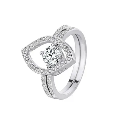 Silver Cubic Zirconia Eye Ring Set 70500002