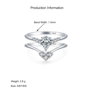 925 Sterling Silver Geometric CZ Two-Piece Ring Set 70500011 925 Sterling Silver Geometric CZ Two-Piece Ring Set 70500011