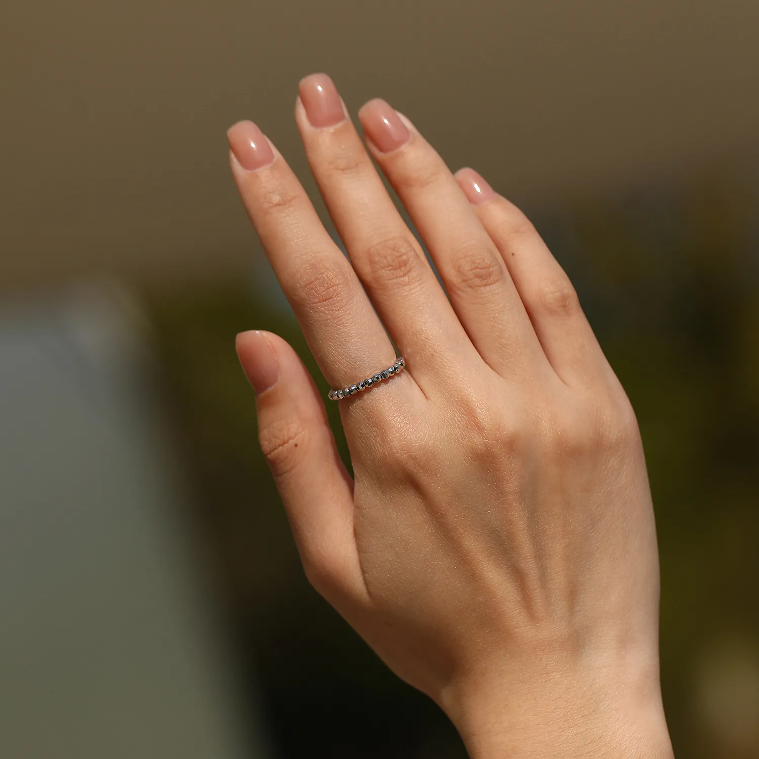 Wholesale 925 Sterling Silver Diamond-Cut Beaded Stacking Ring 70600004 - image1