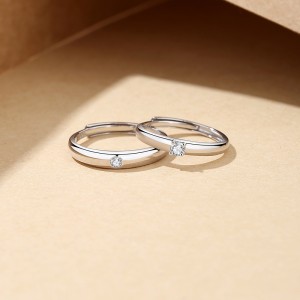 925 Sterling Silver Zircon Adjustable Couple Rings 70700001