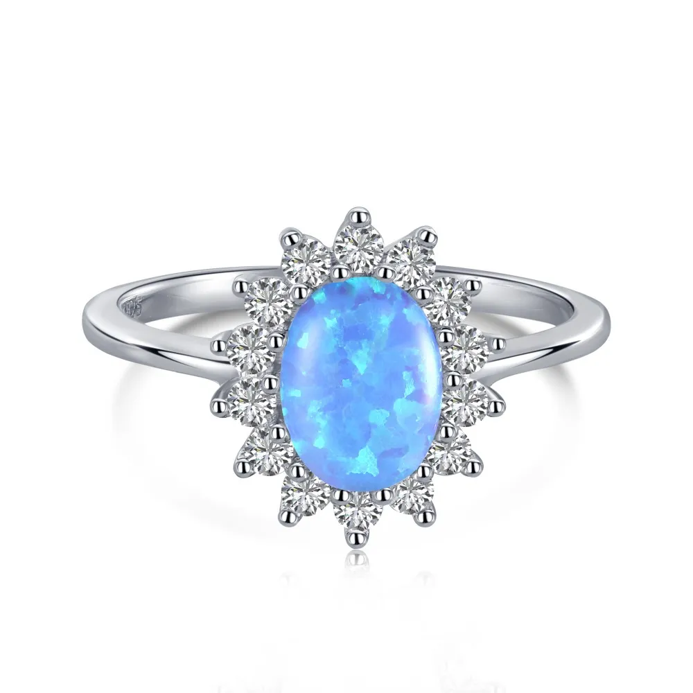 925 Sterling Silver Vintage Zirconia Opal Ring 70700001