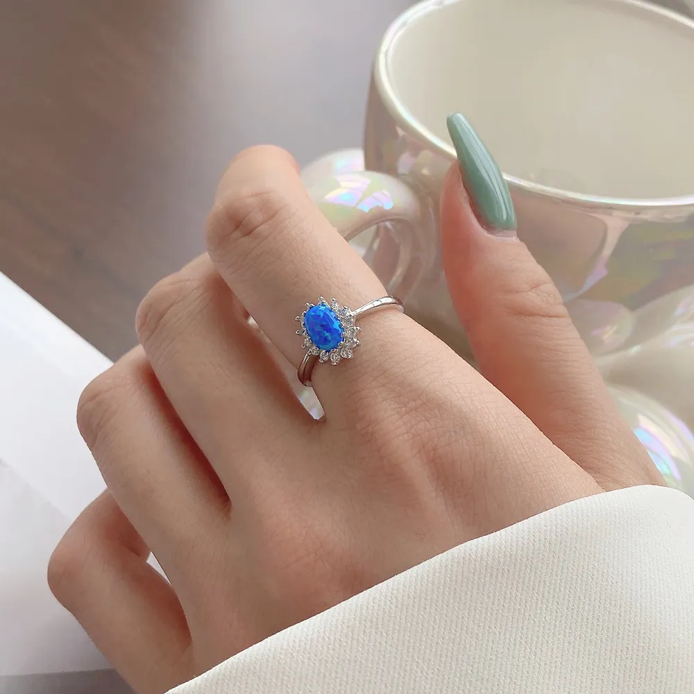 925 Sterling Silver Vintage Zirconia Opal Ring 70700001 - image1