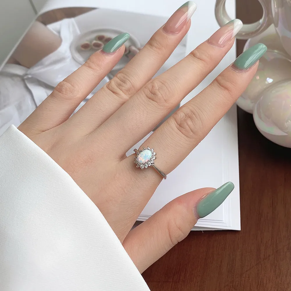 925 Sterling Silver Vintage Zirconia Opal Ring 70700001 - image2