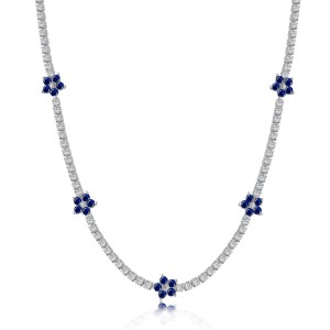 925 Sterling Silver Full CZ Flowers Necklaces 80100010