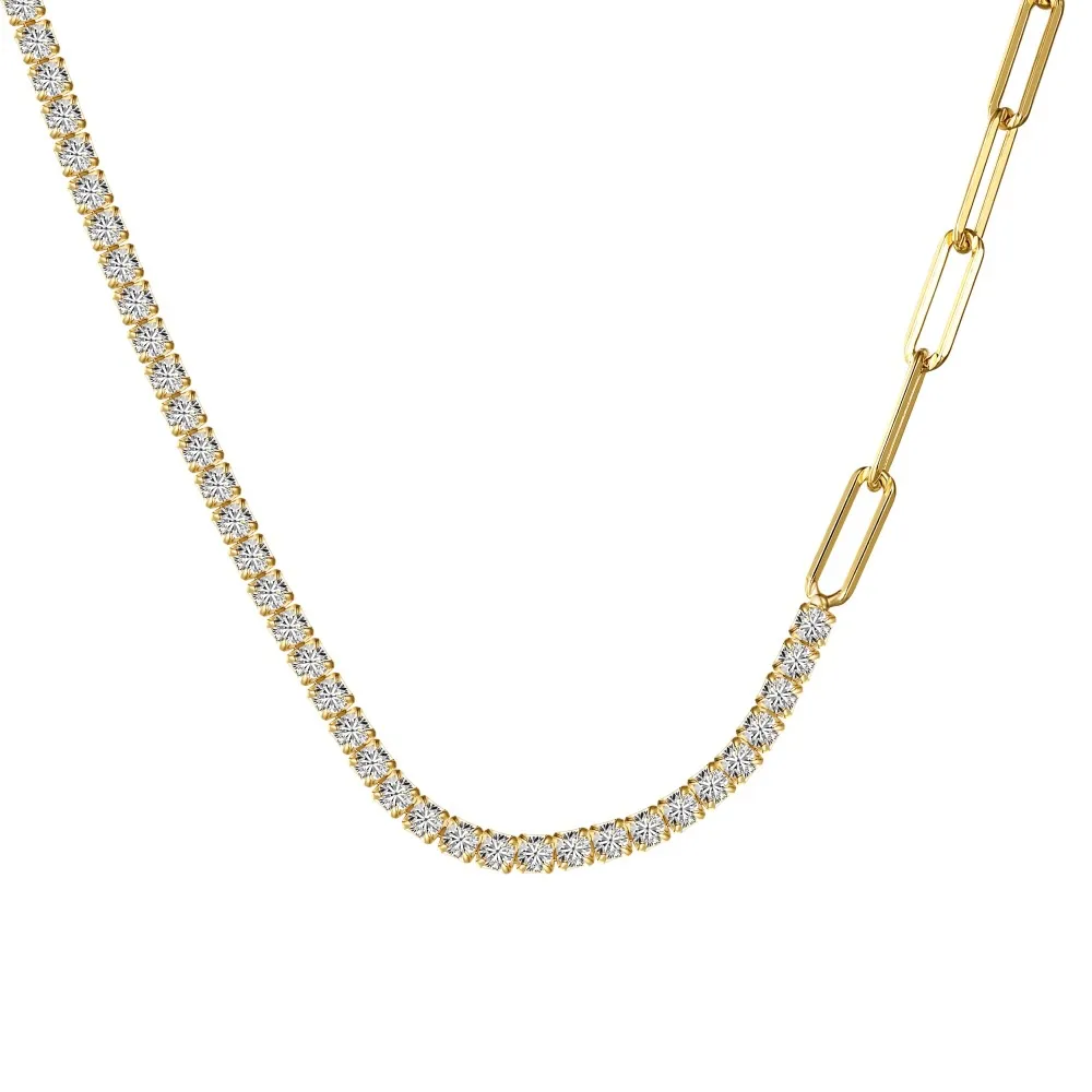 S925 Zirconia Paperclip Chain Necklace 80100015