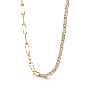 S925 Zirconia Paperclip Chain Necklace 80100015