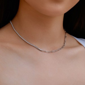 S925 Zirconia Paperclip Chain Necklace 80100015