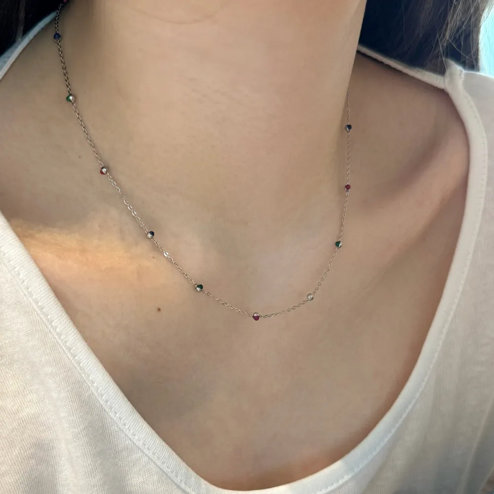 S925 Vintage Colorful Beads Chain Necklace 80100018 - image2