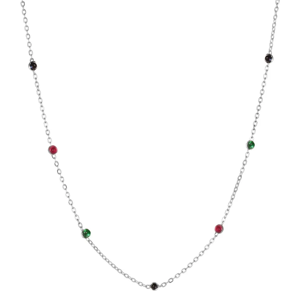 S925 Vintage Colorful Beads Chain Necklace 80100018