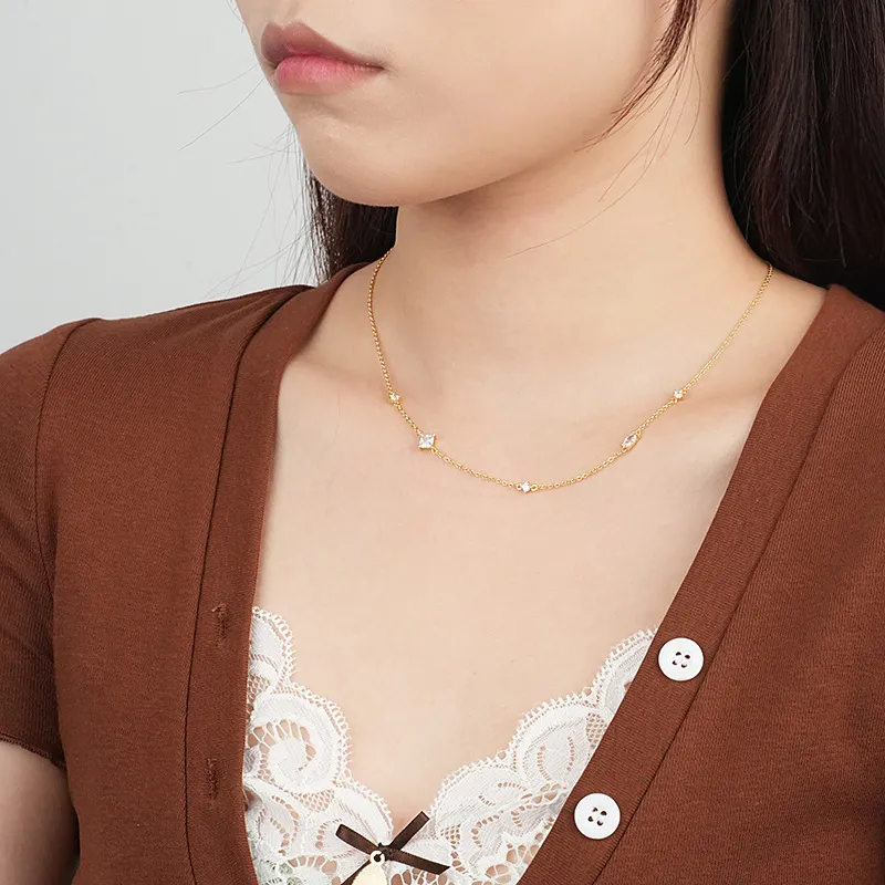 S925 Sweety Zirconia Chain Necklace 80100019 - image1