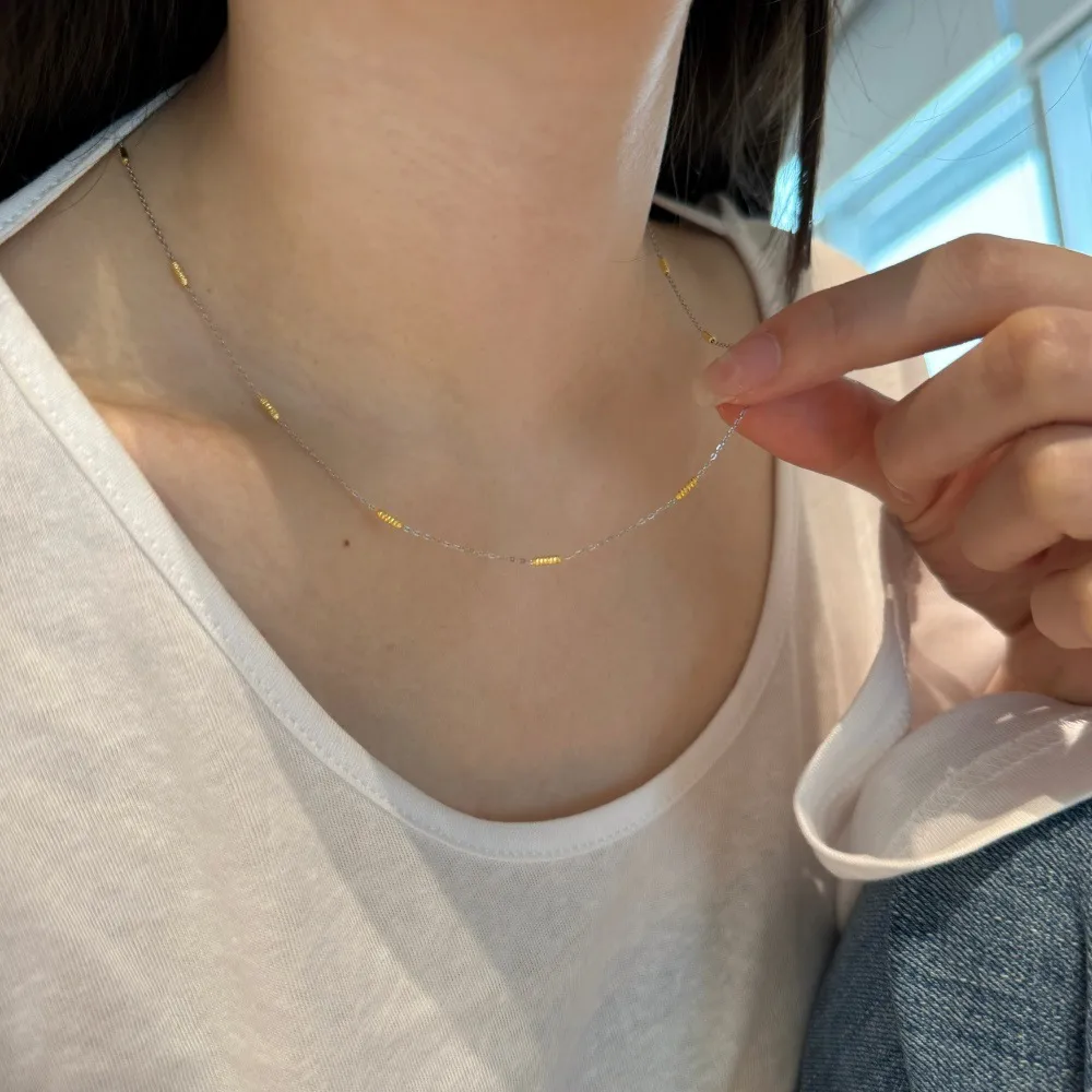 S925 Gold-Silver Cross Chain Necklace 80100020 - image1